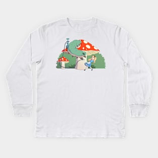 Alice in Wonderland and the Caterpillar Kids Long Sleeve T-Shirt